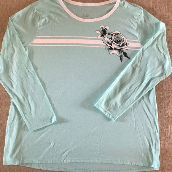 Justice Long-sleeve Tee Shirt, Rose print, for bigger kid - Picture 1 of 4